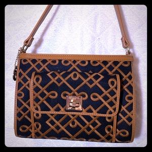 Spartina 449 Navy Tan shoulder bag Linen